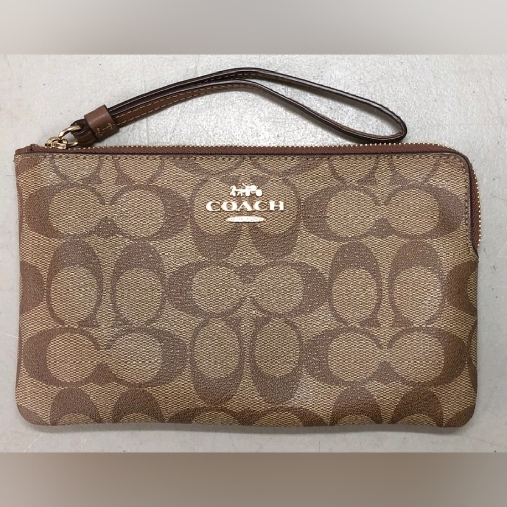 Coach Brown Signature Canvas Wristlet